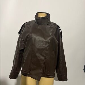 Women's Dark Brown Leather Asymmetric Jacket